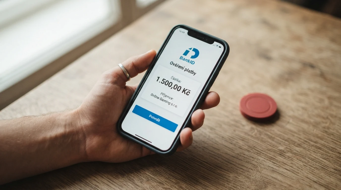 Mobilní telefon s obrazovkou BankID — ověření na pár kliknutí bez skenování dokladů