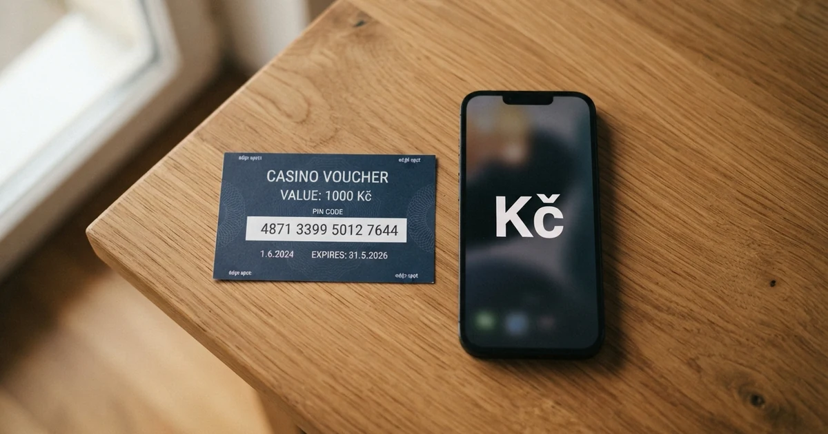 Paysafecard kupón s 16místným PIN kódem vedle chytrého telefonu