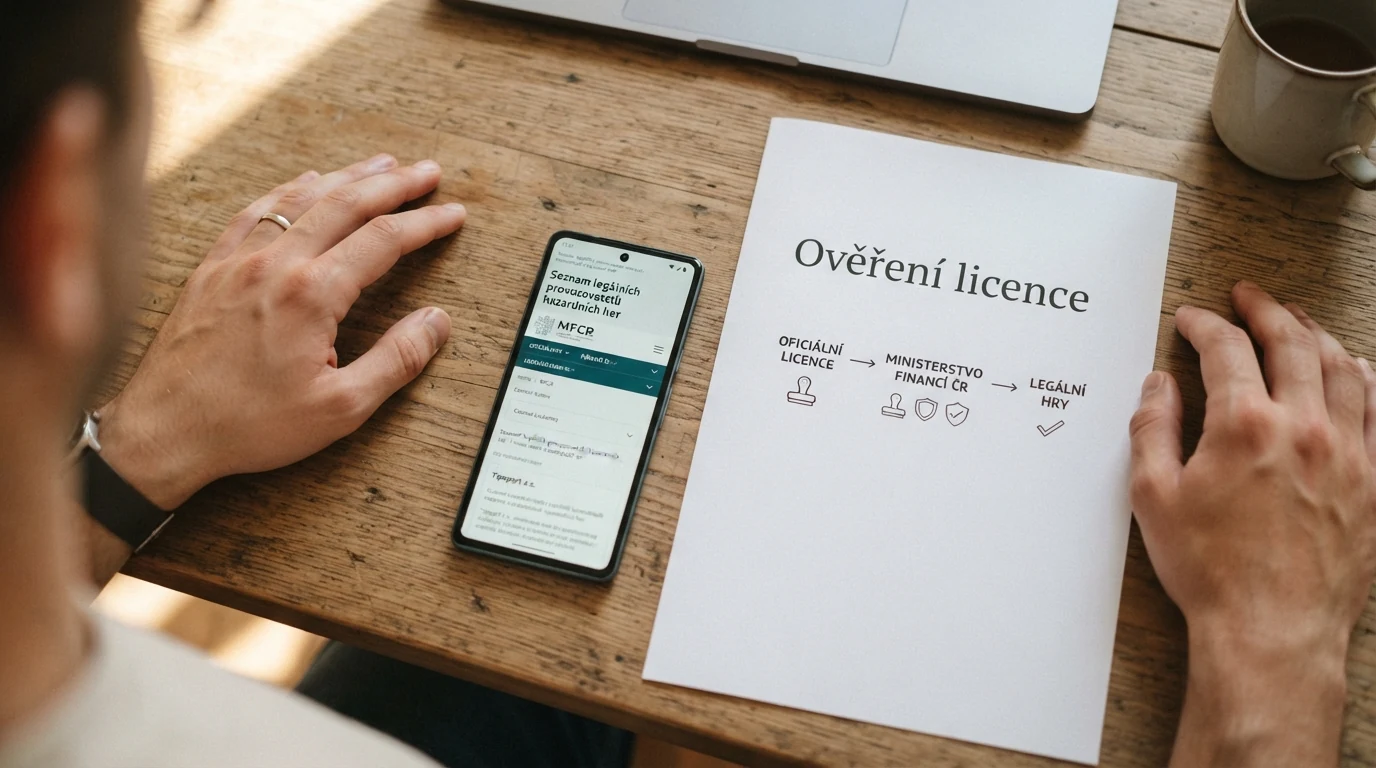 Výřez oficiálního seznamu licencovaných provozovatelů MF ČR nebo symbol licence na webu operátora