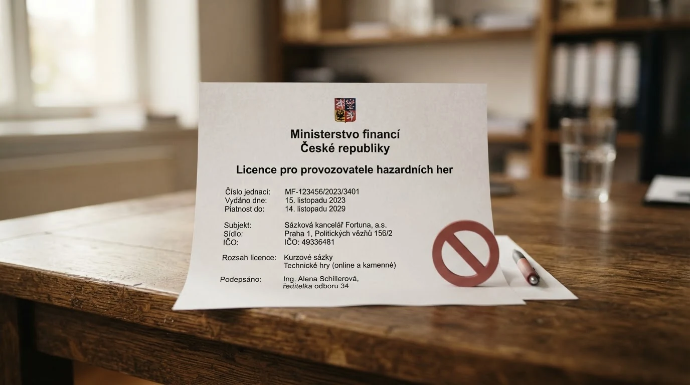 Úřední dokument s pečetí Ministerstva financí ČR vedle varovného symbolu blokované stránky