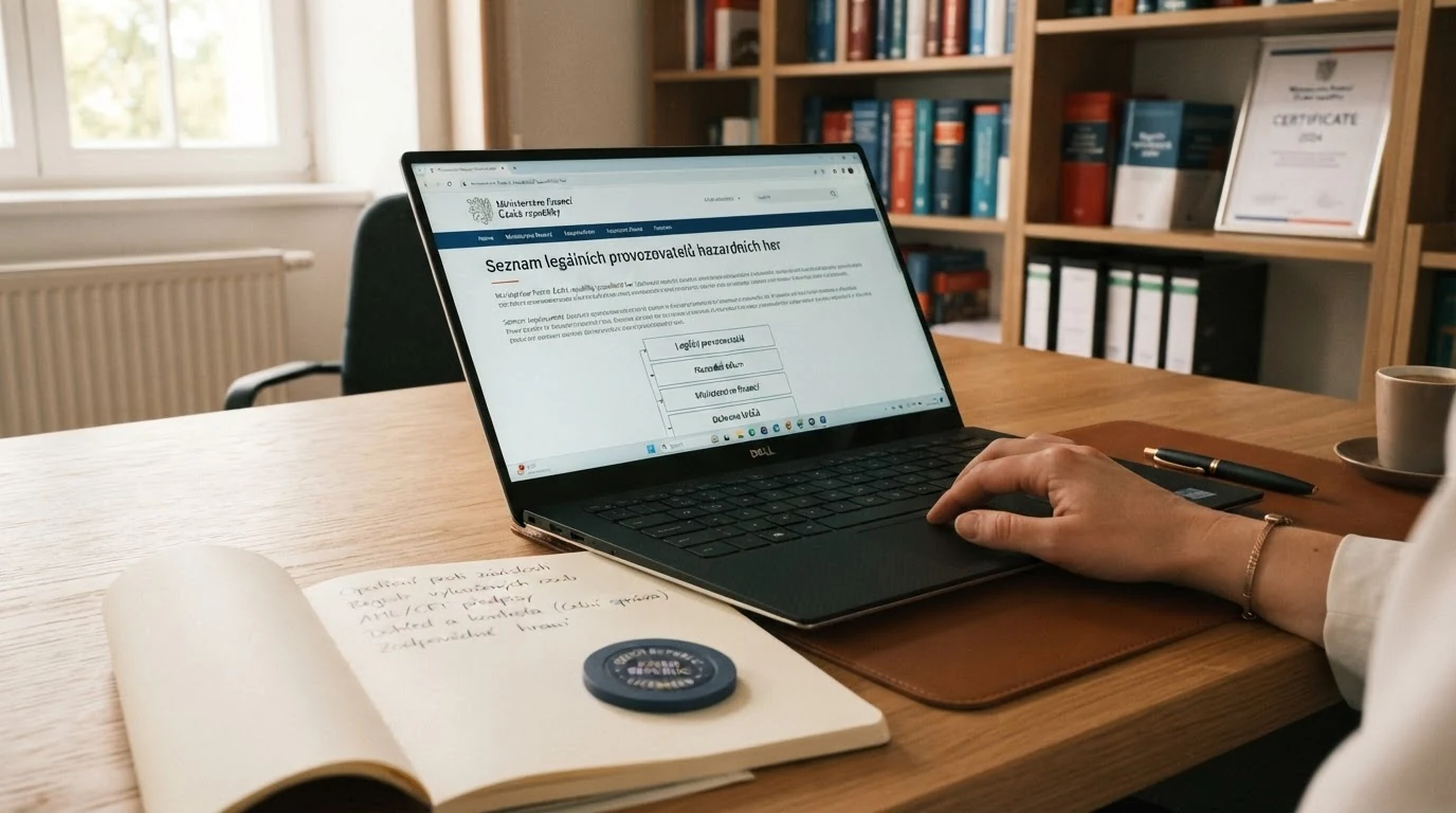 Úřední dokument Ministerstva financí ČR a výřez z online registru licencovaných provozovatelů