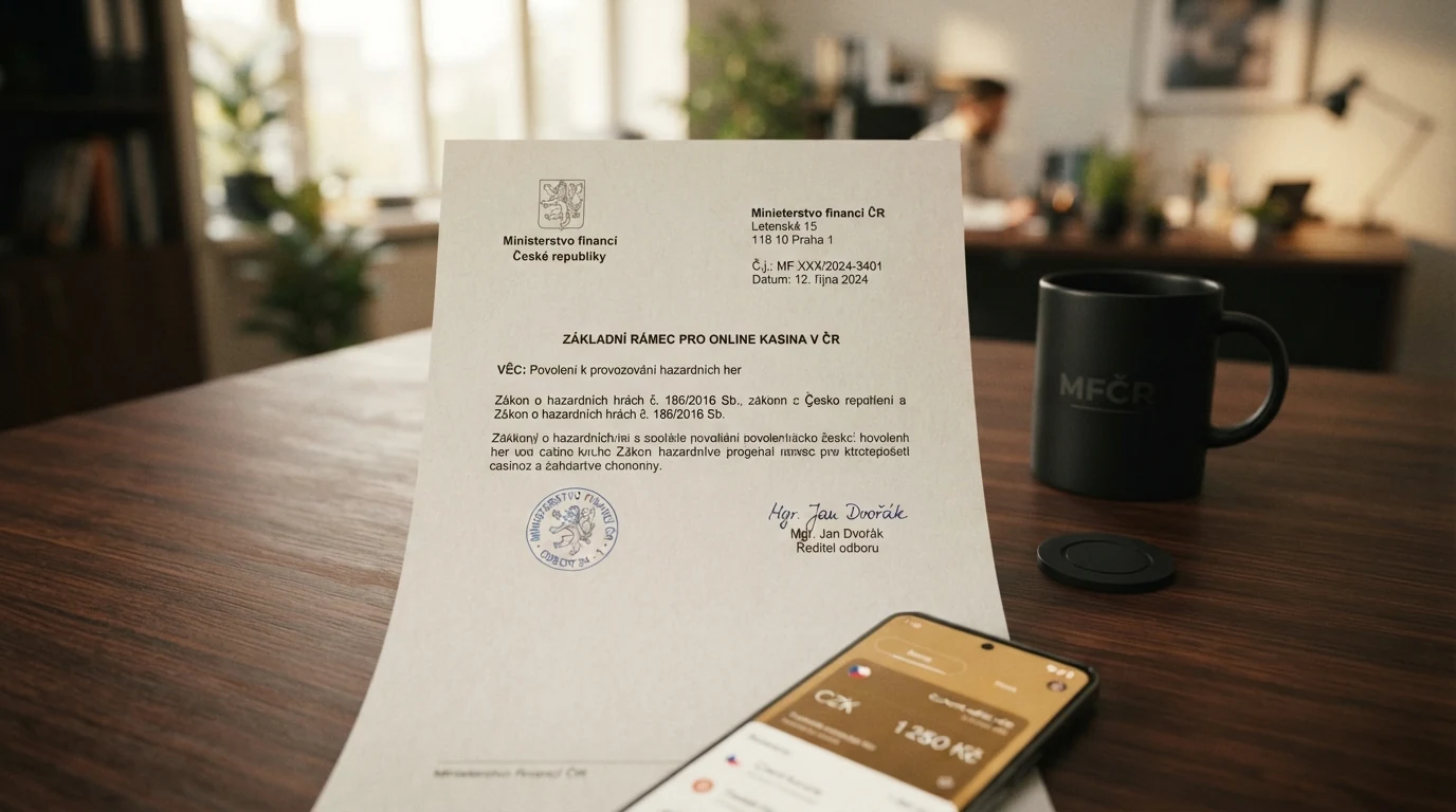 Úřední dokument s razítkem MF ČR a seznamem povolení
