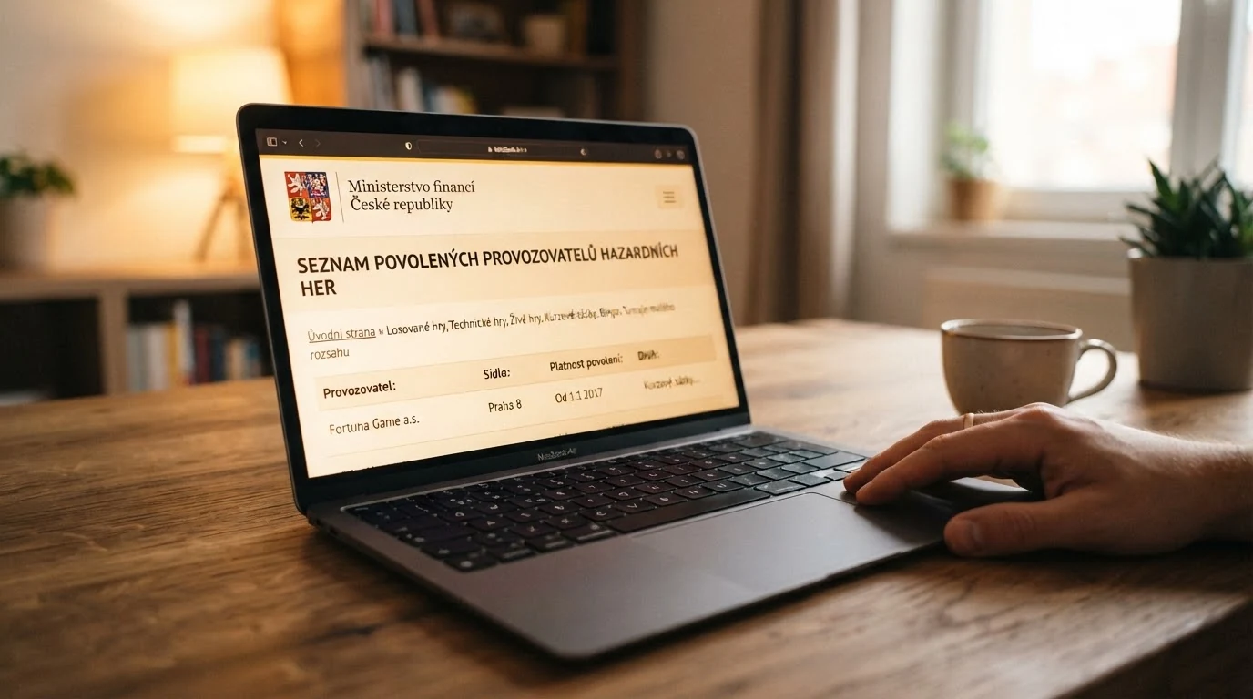 Výřez z oficiálního Seznamu legálních provozovatelů hazardních her na webu Ministerstva financí ČR