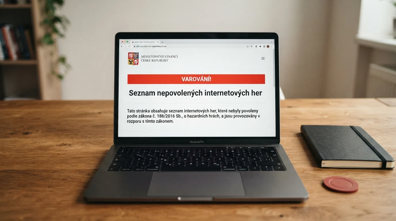 Varovná obrazovka s textem upozorňujícím na blokaci nepovolené hazardní stránky