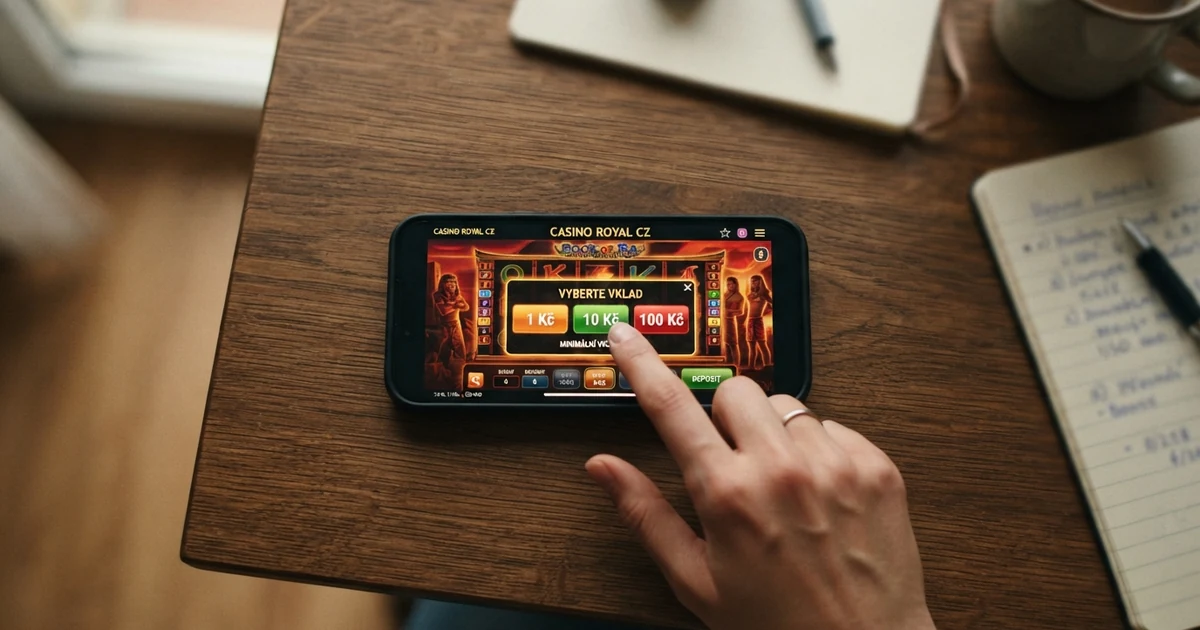 Hráč u online casina vybírá na obrazovce výši vkladu z nabídky částek od 1 Kč po 200 Kč
