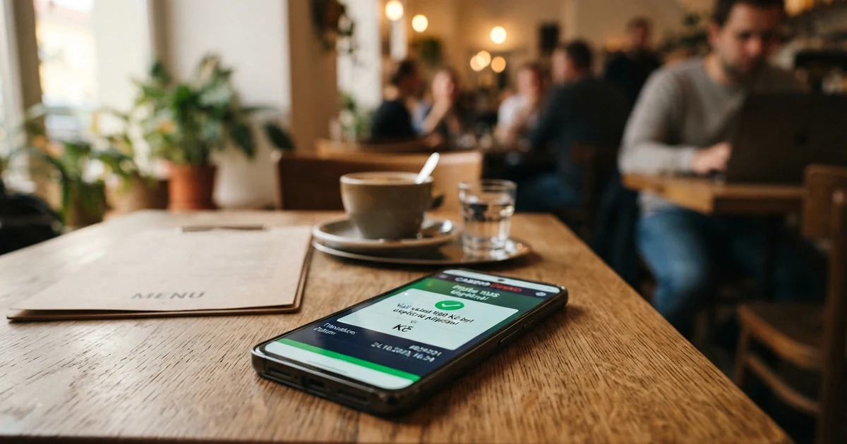 Mobilní telefon zobrazující online casino s potvrzením platby přes SMS