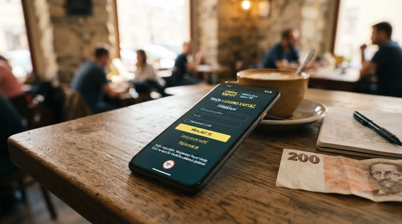 Mobilní telefon s otevřenou stránkou licencovaného online casina