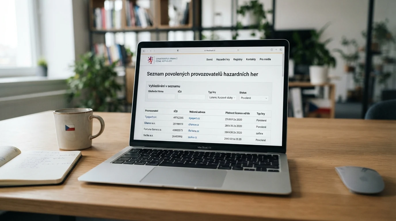 Výřez z webu Ministerstva financí ČR se seznamem držitelů základního povolení k provozování hazardních her
