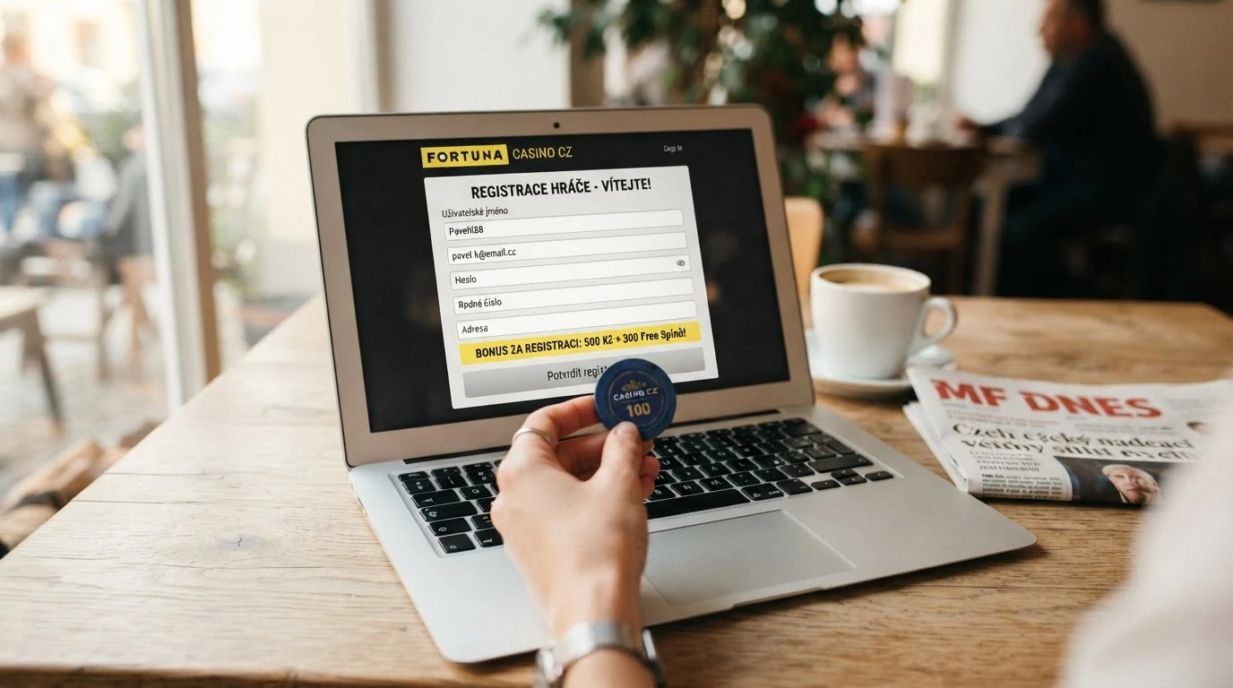 Registrační formulář českého online casina s nabídkou bonusu za registraci bez vkladu