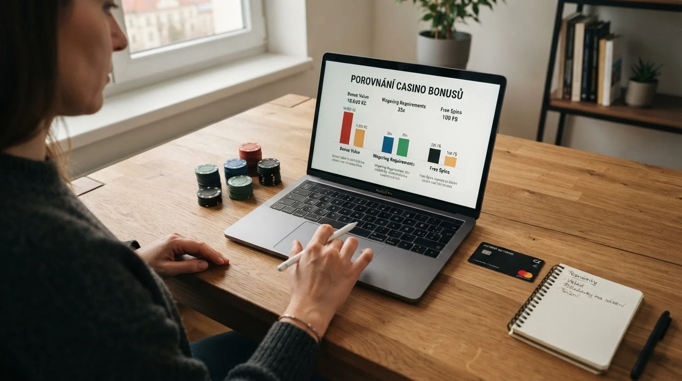 Rozložená srovnávací tabulka deseti log českých licencovaných online casin s klíčovými parametry jejich bonusů bez vkladu